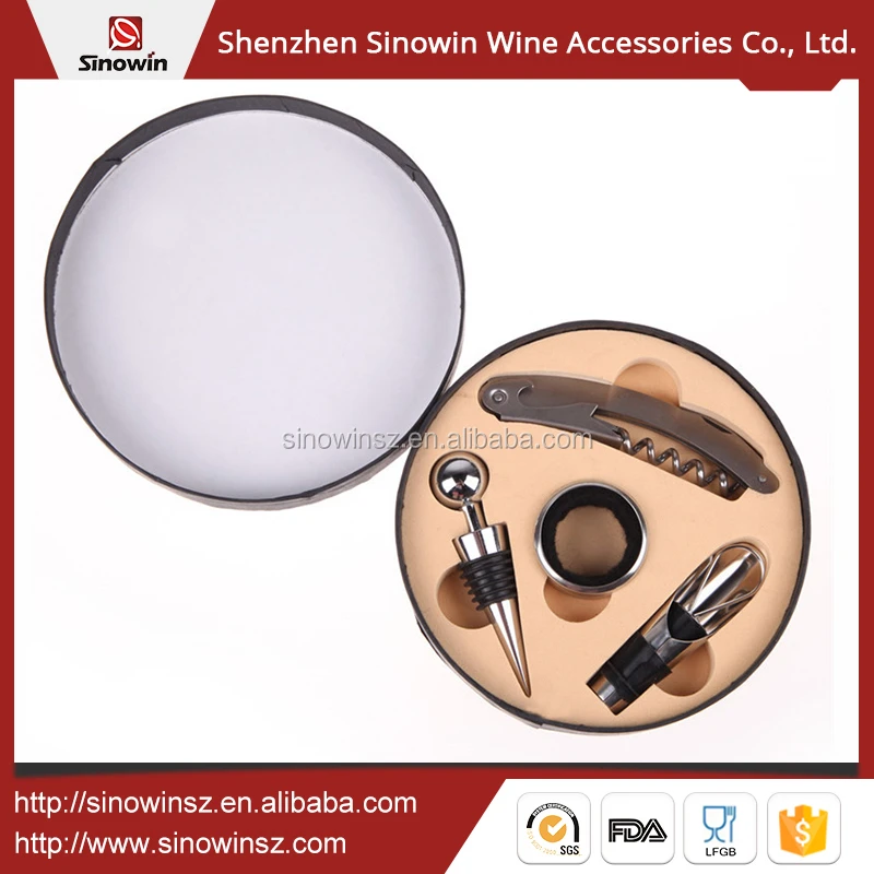 Wholesale 4pce Wine Gift Set Bar Tool in Leather Case