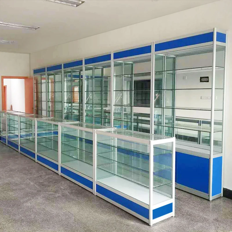 boutique pharmacy showcase shelf/ pharmacy special showcase display cabinet /western medicine  glass display stand