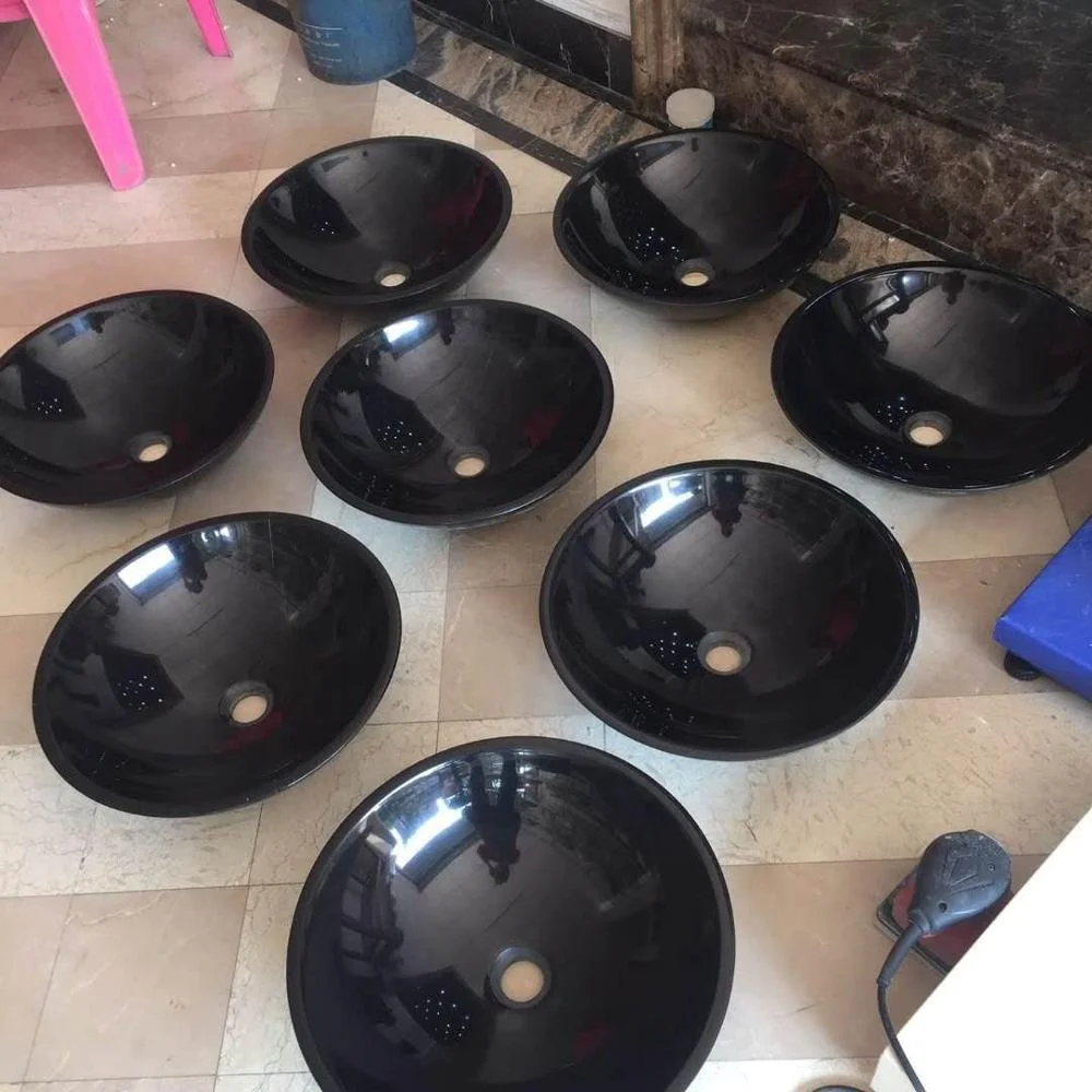 Indoor Natural Stone Black Granite Bathroom Sink