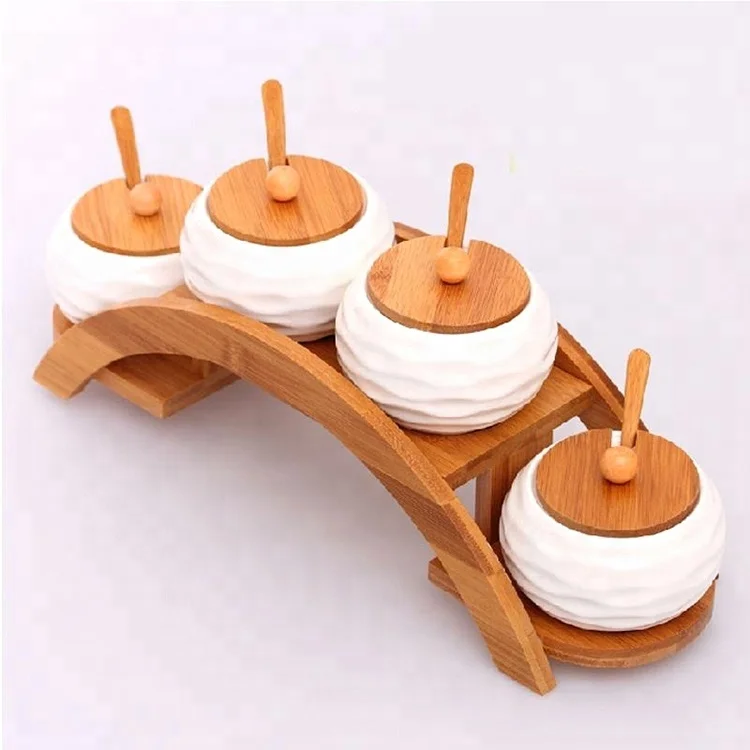 Size customized material ceramics. wood kitchen spice box