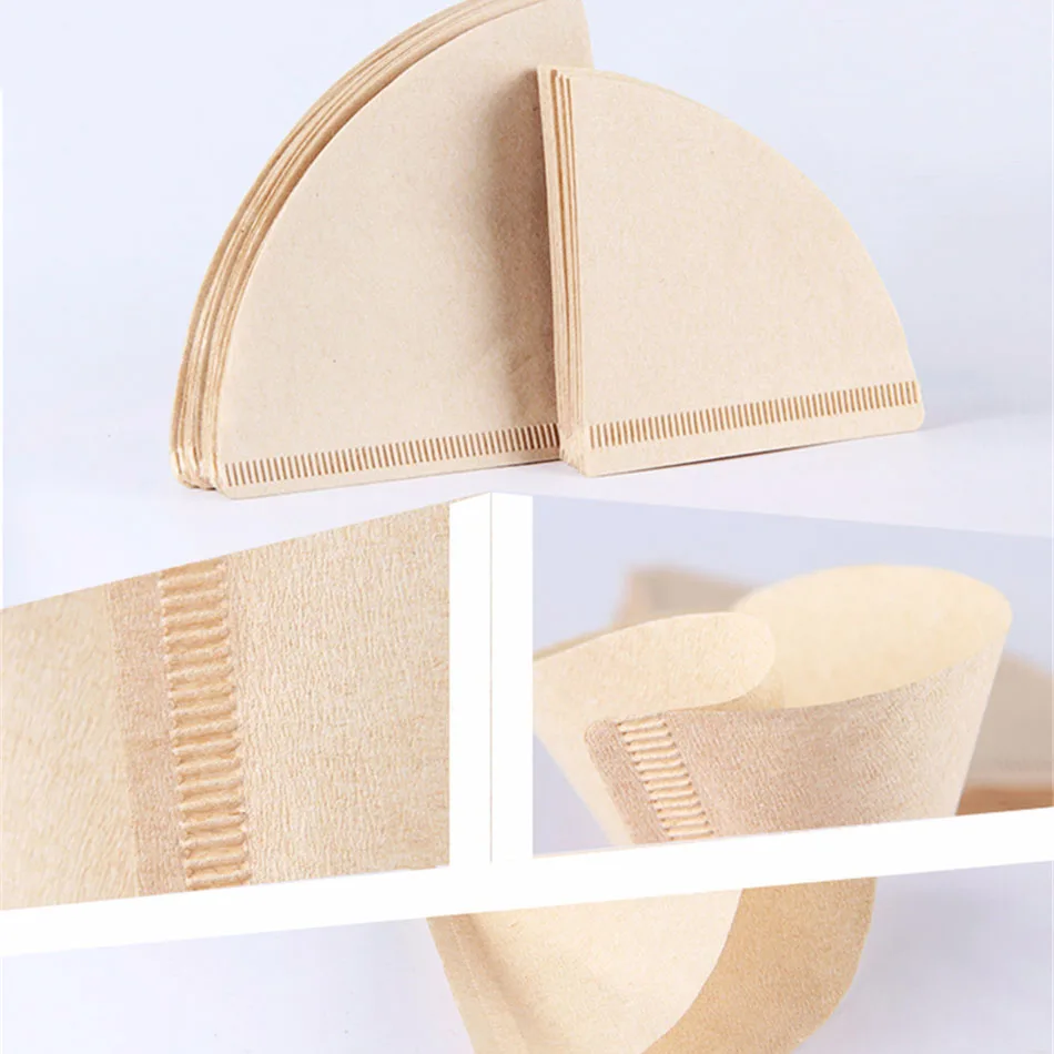 
V-Type natural non-bleached coffee filter paper Multi sizes and multiple selection natural wood pulp coffee filter Paper 
