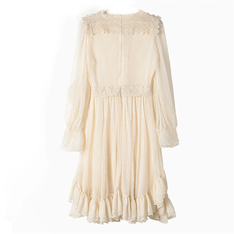 Women blue sleeve frills belted front tulip dress