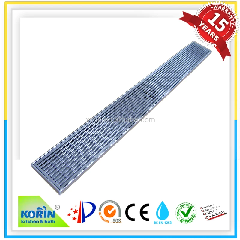 
stainless steel linear shower floor drain with wedge wire grate 