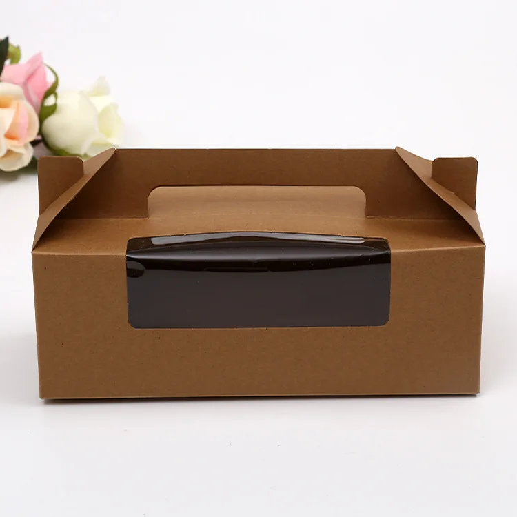 
Recycled brown small or big Kraft paper cookies snack food take out container box 