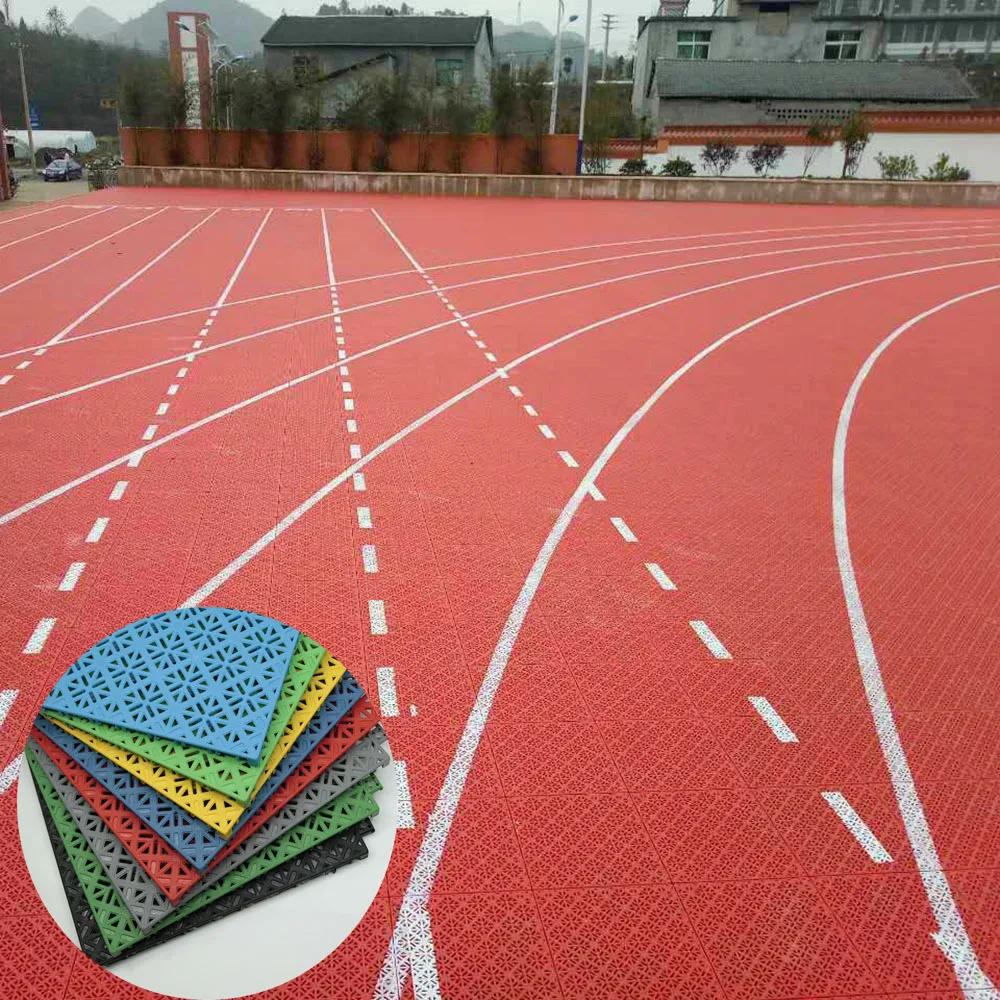 synthetic gym running track material polypropylene sports flooring modular outdoor playground plastic flooring
