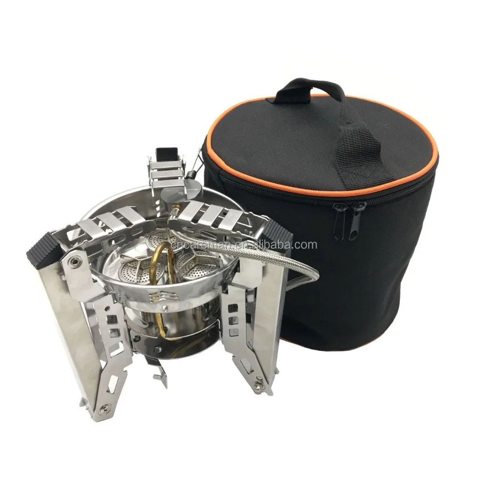 6800W High Power 3-Burner Camping/Hiking Bivouac Portable Inverted Butane Gas Stove Burner w/Folding Long Large Leg (Split Type)