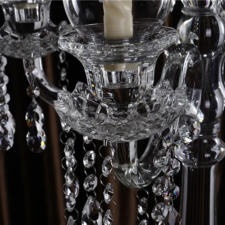 5 arms crystal candelabra for wedding planning&design,tall crystal candle holder for table centerpiece
