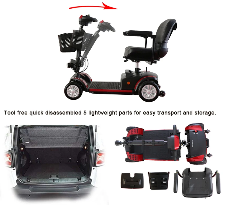 Elderly Care Products Foldable Four Wheel Handicapped Electric Scooter for Old People