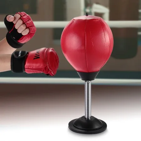 Desktop Punching Ball Table Punch Bag w/Sound Stress Relief Desk Toy Vacuum Grip