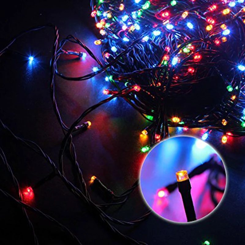 Safe 30V 8 Modes 500 LEDs 100m/328ft Black String Christmas Fairy Lights with DC Transformer for Indoor Outdoor Decoration