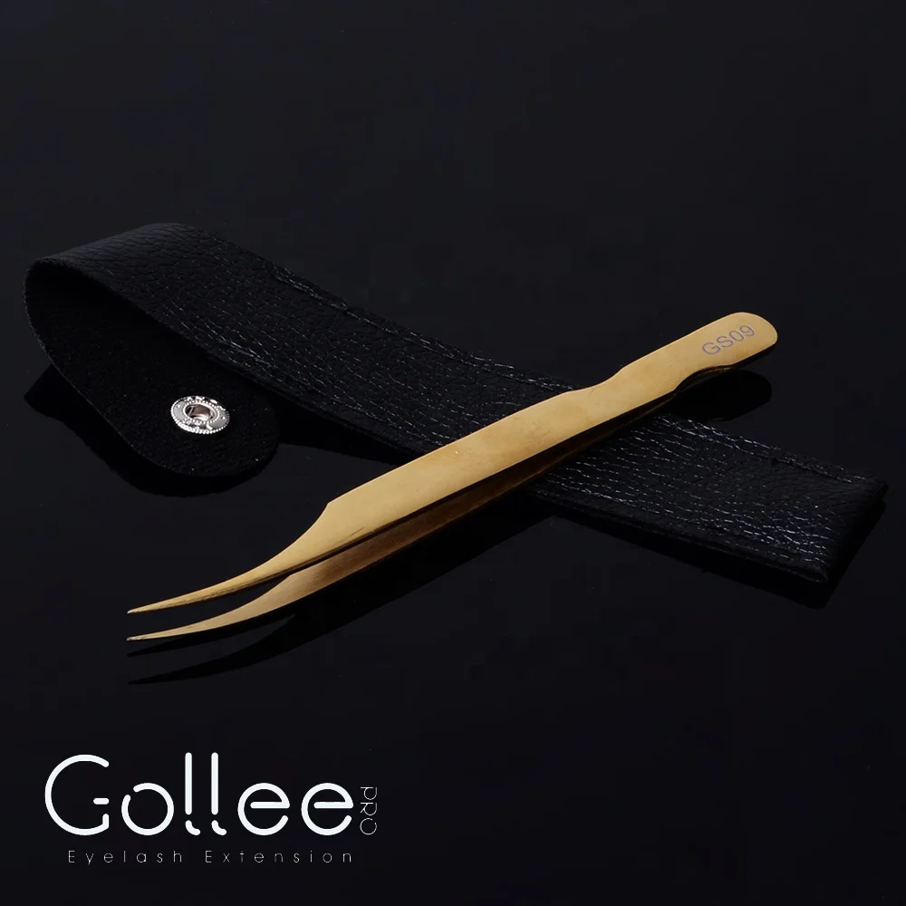 Gollee Stainless Precisely Sample Lightweight Japan Gold Lash Tweezer Volume Eyelash Tweezer