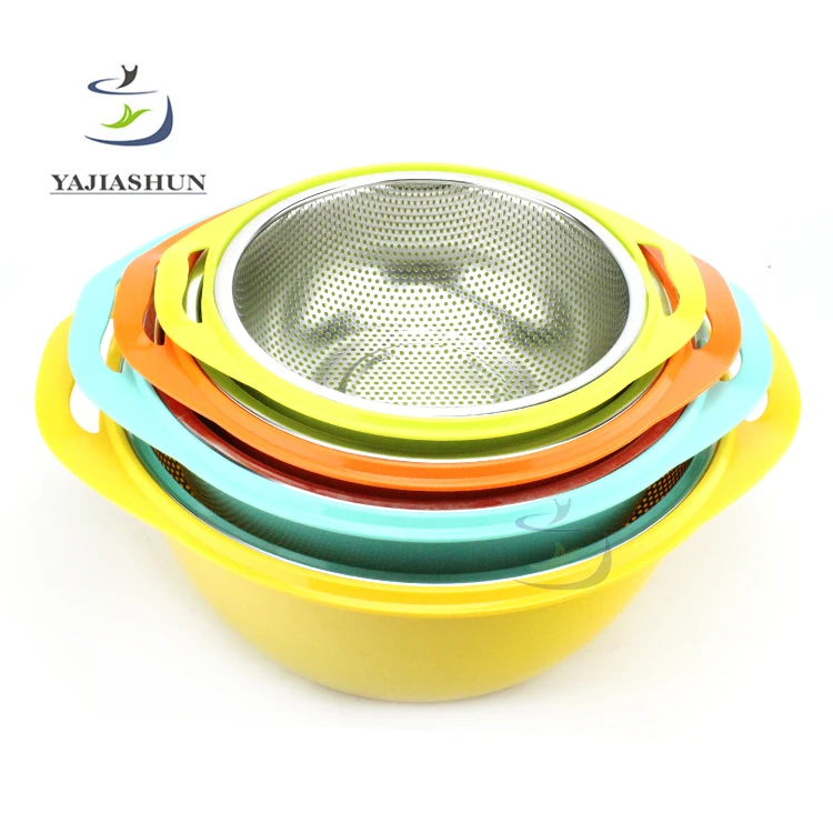 Wholesale Wire Mesh Strainer Stainless Steel Rice Colander Sieve Plastic Vegetable Fruit Basket For Kitchenware