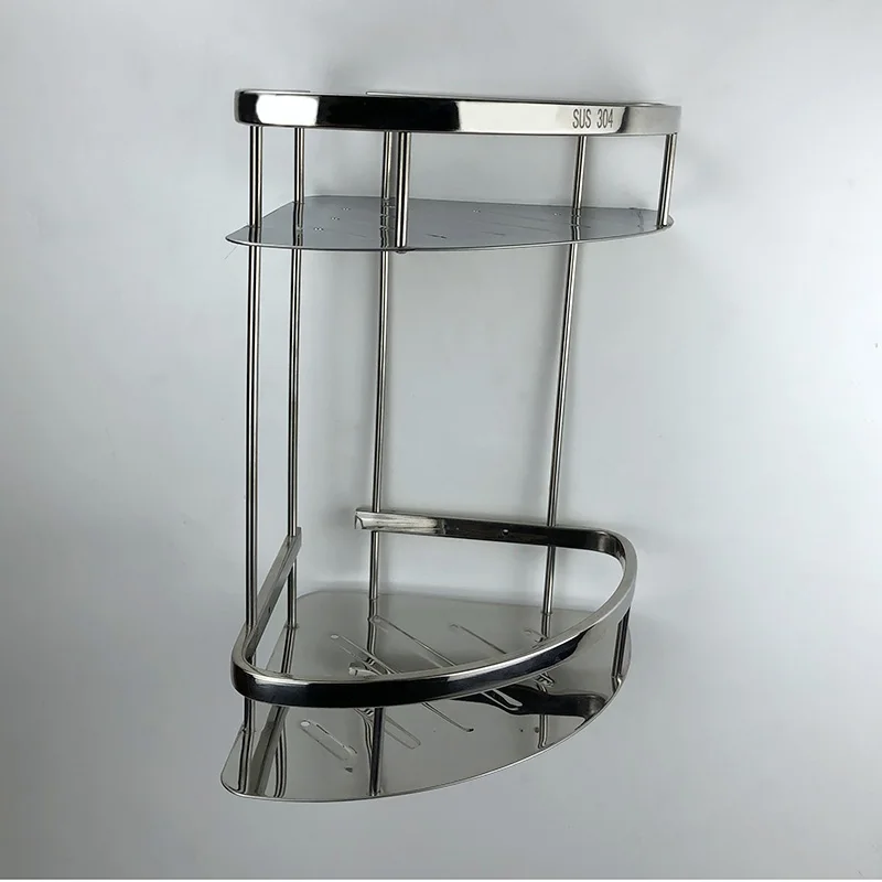 High cost performance double - layer 304 stainless steel bathroom corner rack