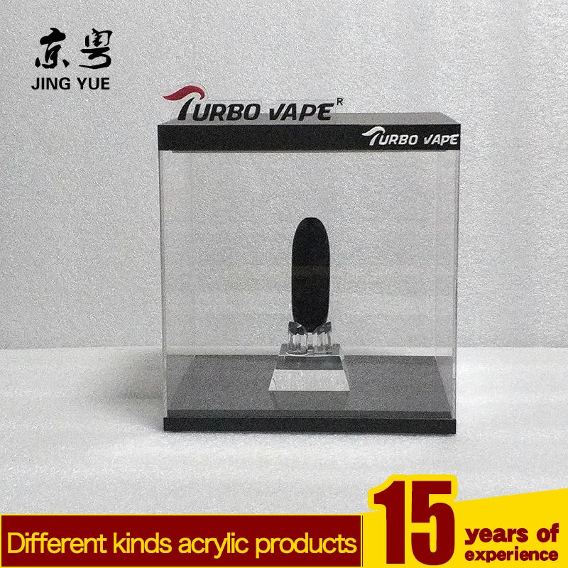 2022 custom cube clear cover and black base pmma plexiglass acrylic cigarette pen display box stand led acrylic display case