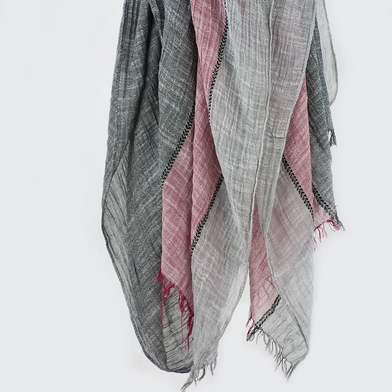 
Fashion multi lines crossed lady wide cotton scarf wholesale 