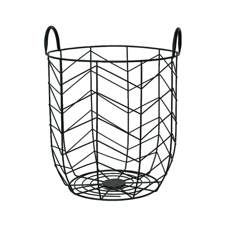 
decorative black color metal wire mesh laundry basket with handle 