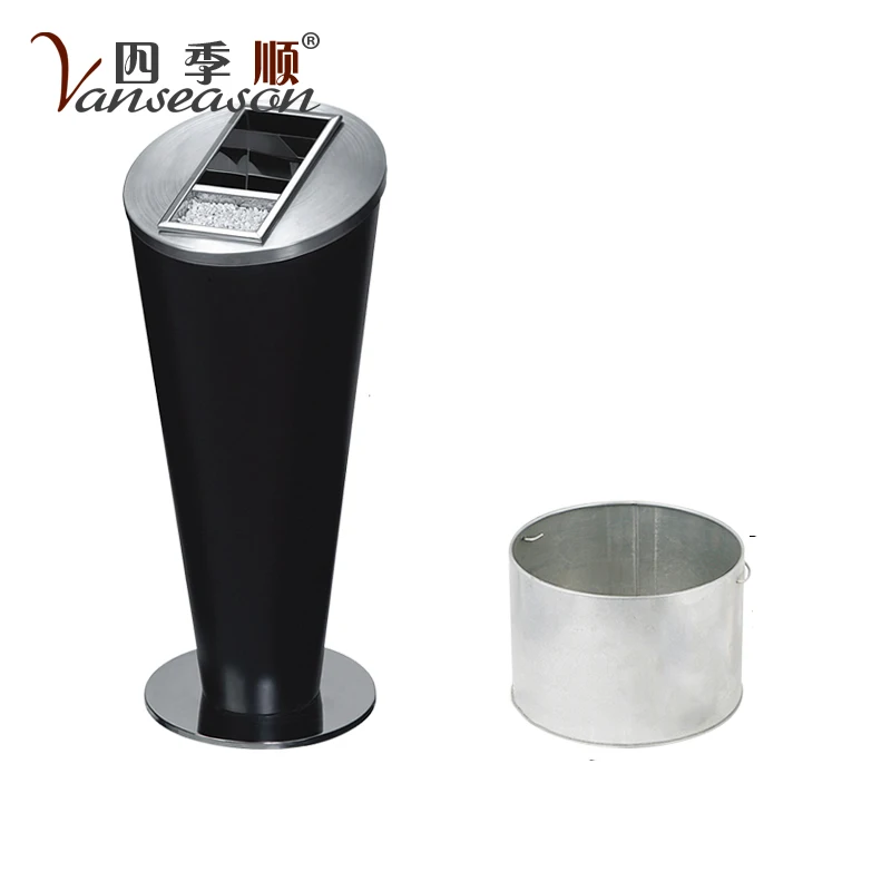 Stainless Steel Round Garbage Bin with Ashtray trash for hotel lobby usage