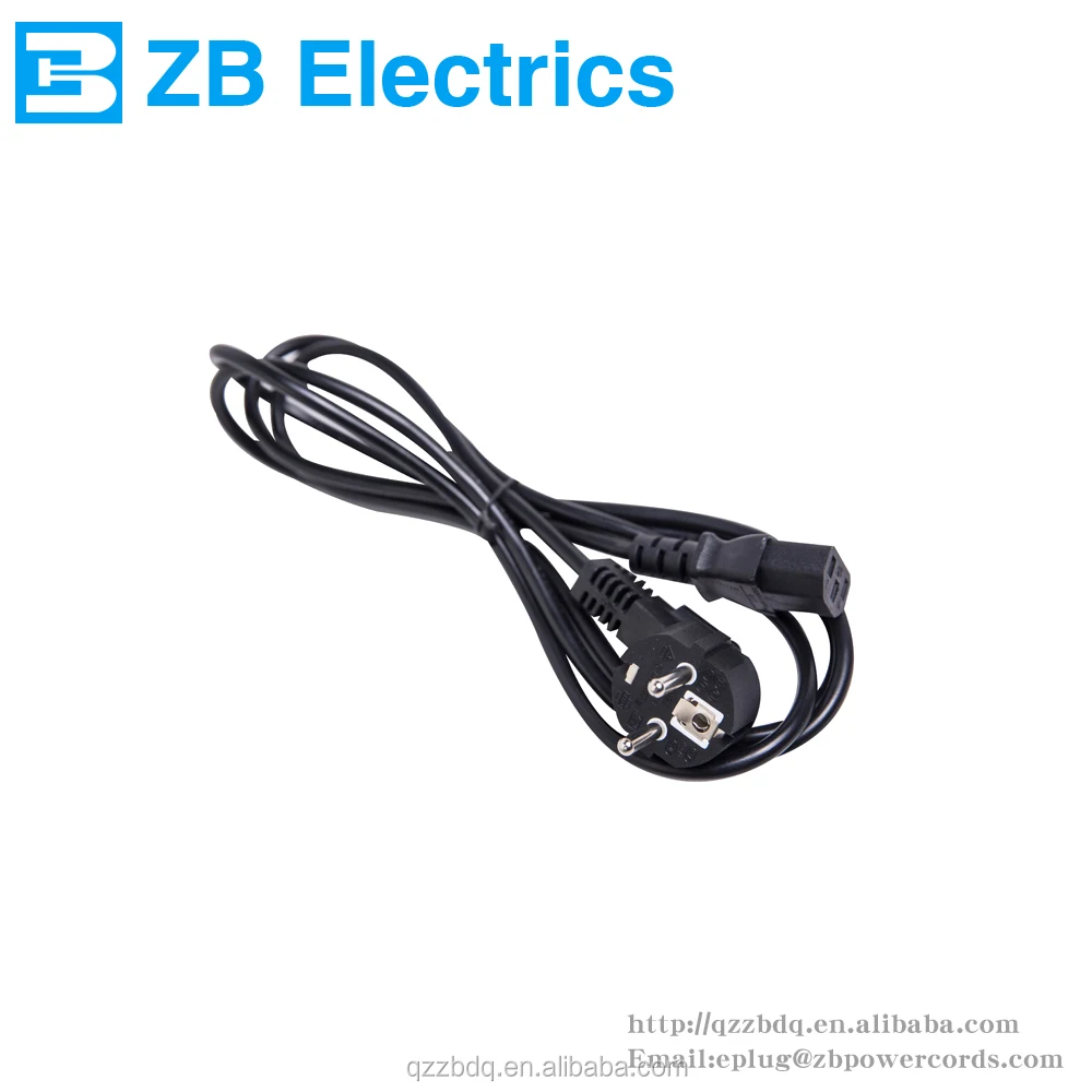 Черный пластиковый корпус 2 контакта ЕС 3 зубцы Штепсель шнур питания немецкий штекер кабеля питания