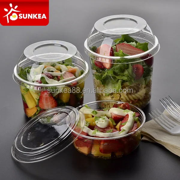Slice fruit vegetable salad clear plastic tub with lid