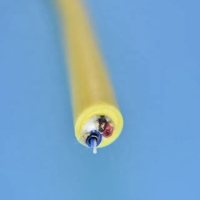 Flexible double PUR jacketed rov underwater umbilical tether 2 power cores with 2 single mode fiber underwater camera cable