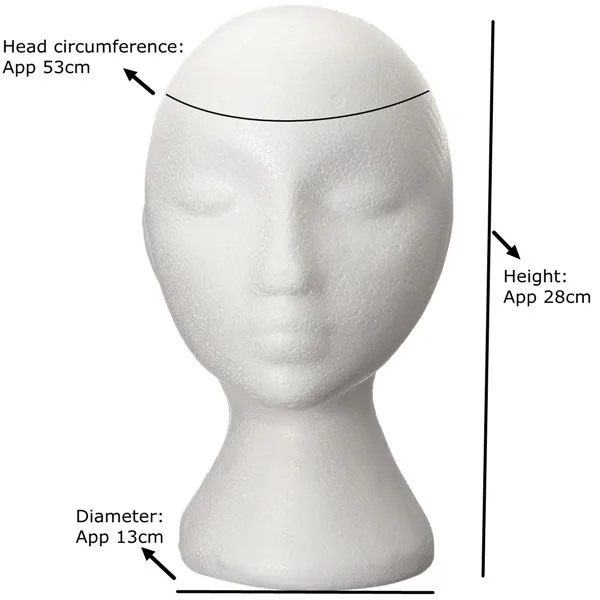 YIPAI Female Styrofoam Mannequin Manikin Head Model Foam Wig Hair