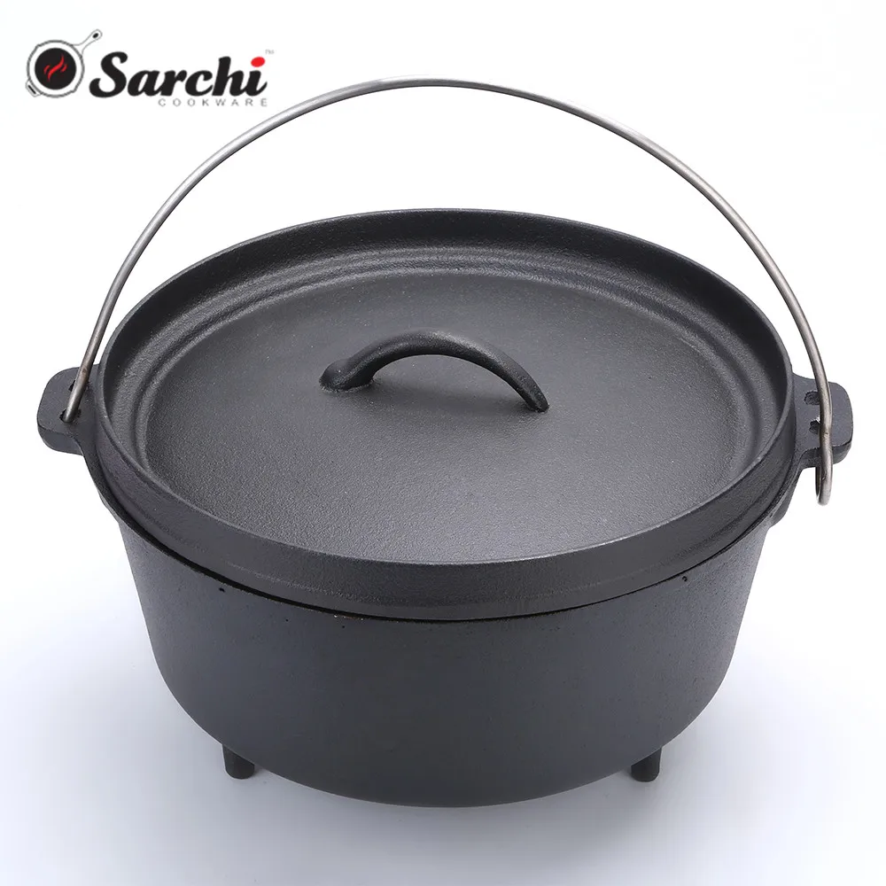 pre-seasoned camping 3 legs cast iron dutch oven/pot