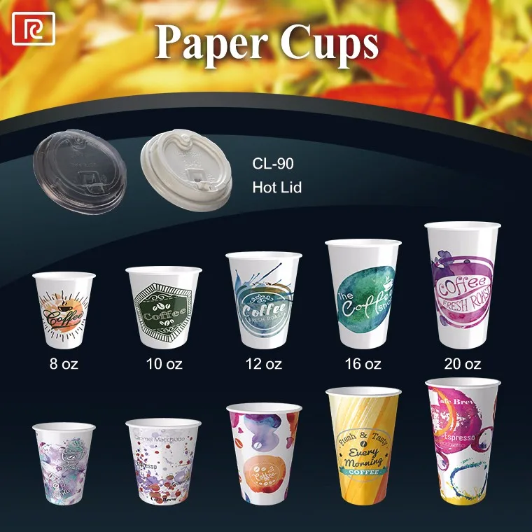 K-KA-P 8-22oz Single Wall Craft Paper Cup Disposable with PE Coat Custom Logo Printed Handle for Hot/Cold Coffee