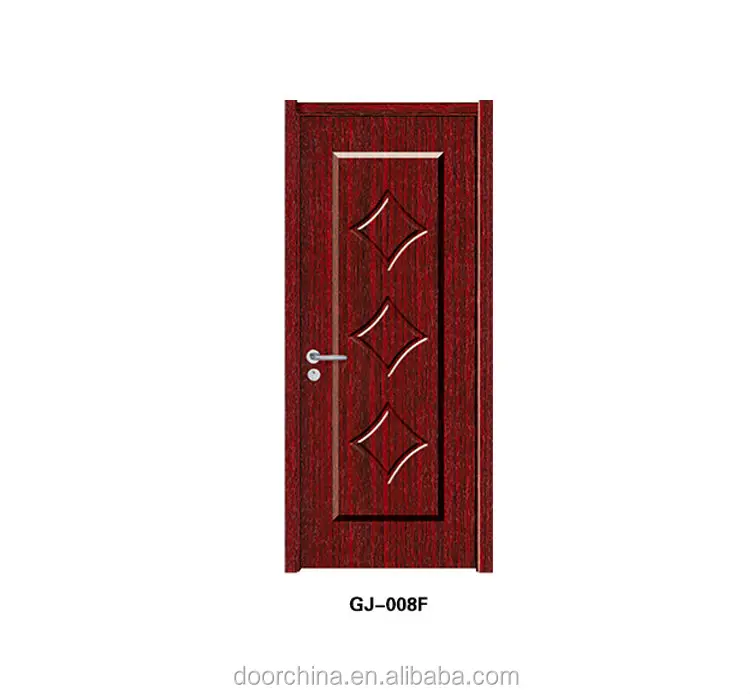 GJ-008F Rosewood Color Emobossment PVC Coated MDF Interior Bedroom Design Wood Door Armored Door