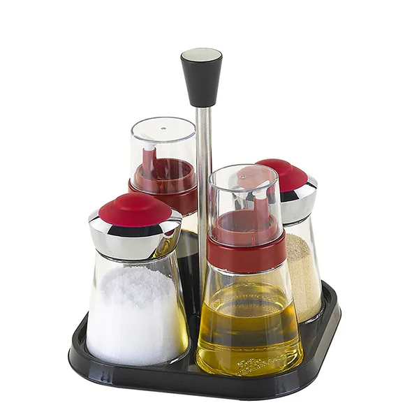 Wholesale hot selling Eco-friendly glass spice jar set kitchen spice rack containers set