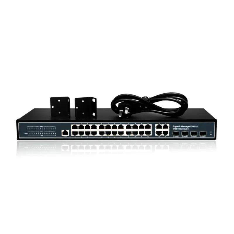 OEM 24 Port 10/100/1000Mbps Poe Switch+4 Combo RJ45 SFP Gigabit Fiber Slot