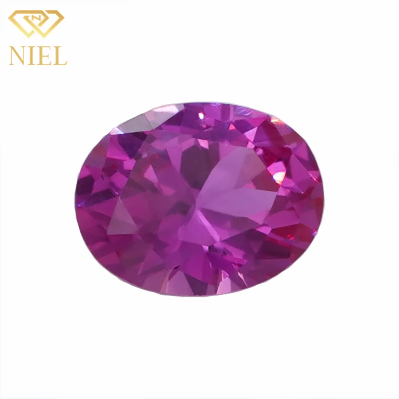 Niel gems 3# synthetic rose sapphire gemstones egg shape corundum stones prices pink saphire oval ruby