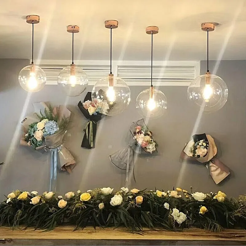 
European Single Head Restaurant Postmodern Bubble Glass Ball Chandelier 