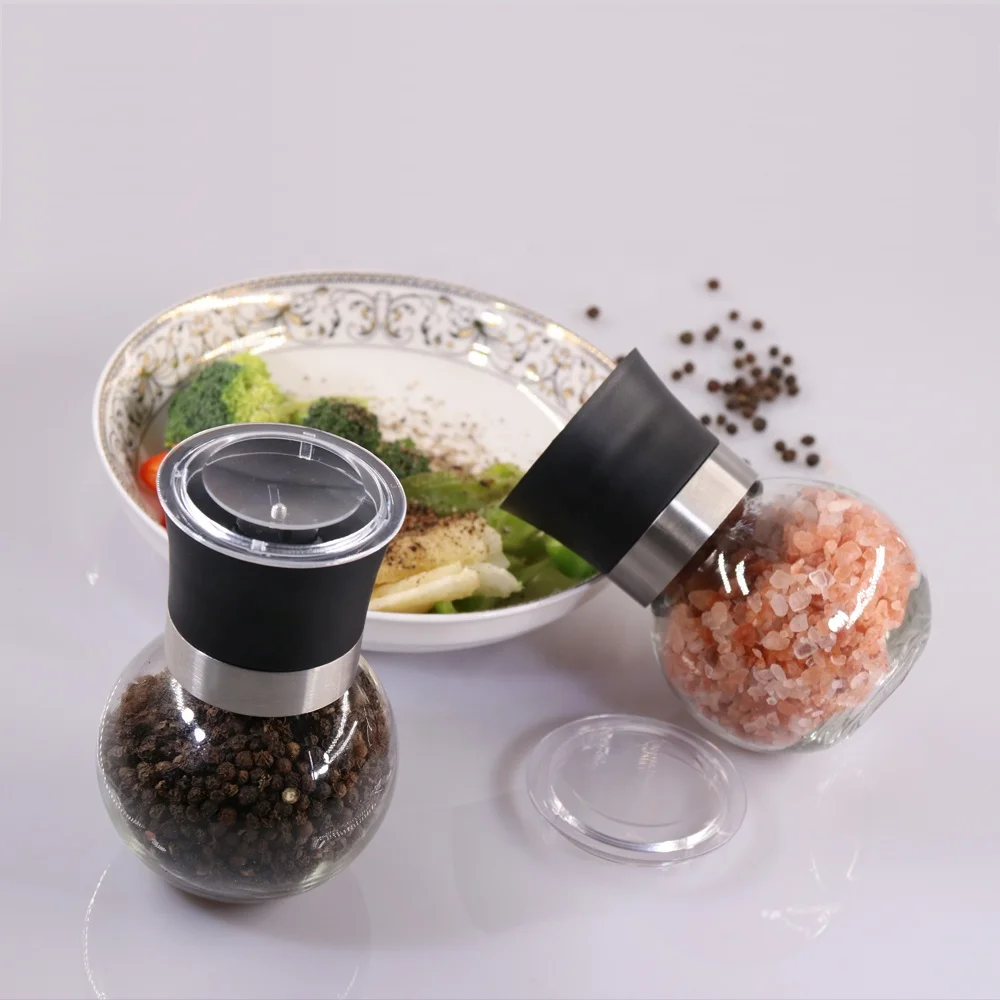 Cheap Stocked Round Glass Salt and Pepper Grinder With Adjustable Coarseness
