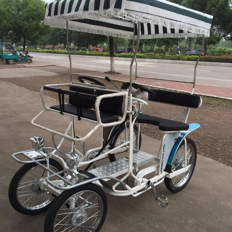 DELUXE  classic 2PERSONS  SURREY BIKE WITH LED LIGHTS QUADRICYCLE