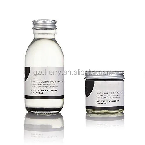 Набор из натурального активированного угля отбеливающей кокосового масла для вытягивания зубной пасты