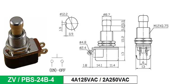Guitar Switch With Momentary Push Button PBS-24B-4