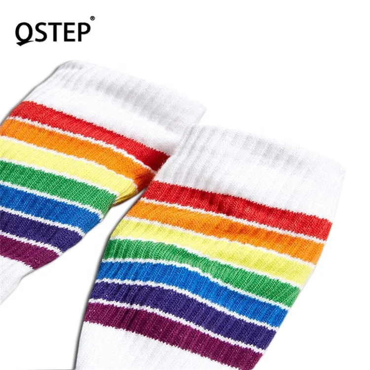 Лидер продаж дышащие носки в радужную полоску с пользовательским логотипом веселые забавные мужские на заказ