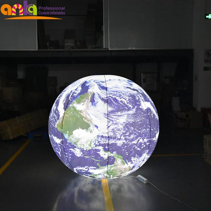 Hanging 1.5m PVC inflatable planet balls,inflatable hot air balloon earth globe with led light