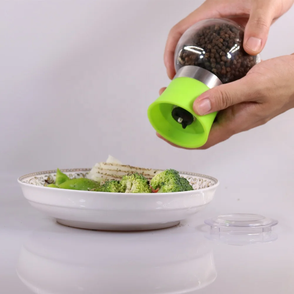 Cheap Stocked Round Glass Salt and Pepper Grinder With Adjustable Coarseness