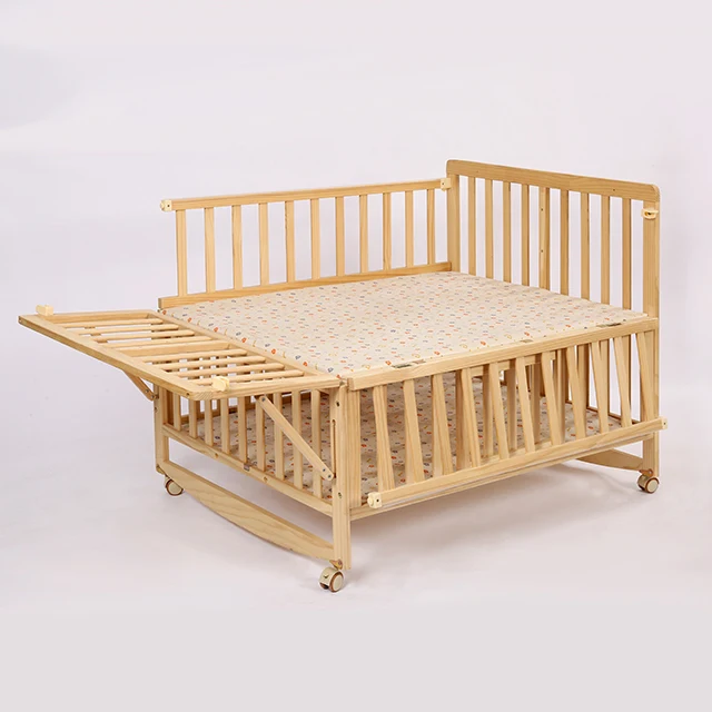 Twin cot bed /solid wood no paint large size multifunction cradle bed widened twin baby crib bed