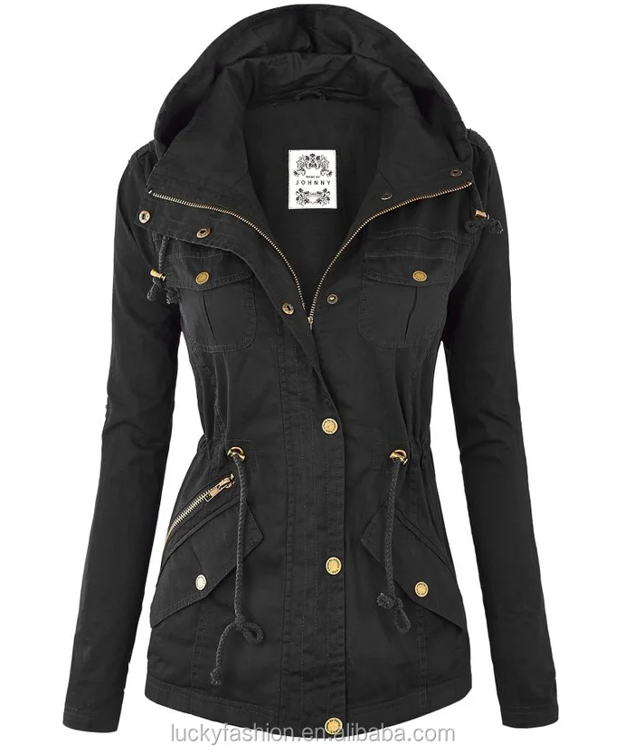 2016 BAIYIMO Женская Военная Куртка Safari Куртка С Капюшоном