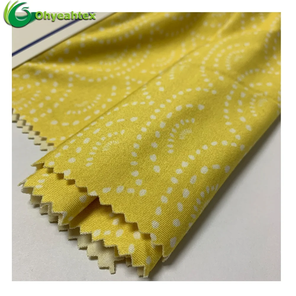 
Eco Custom Print 95 Bamboo 5 Spandex Organic Bamboo Printed Bamboo Jersey Fabric For Swaddle 