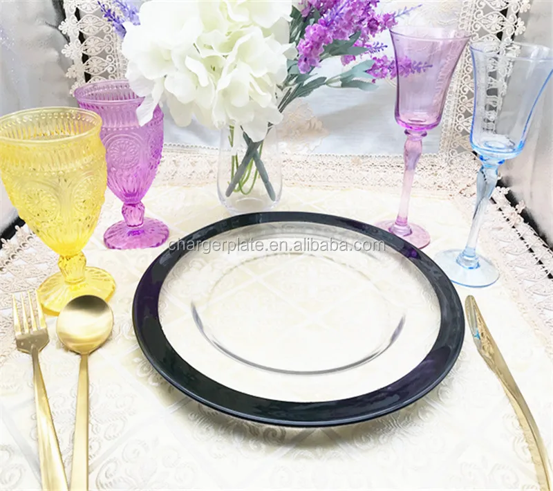 Cheap Wedding Table Decoration Gold/silver Rimmed Charger Plates