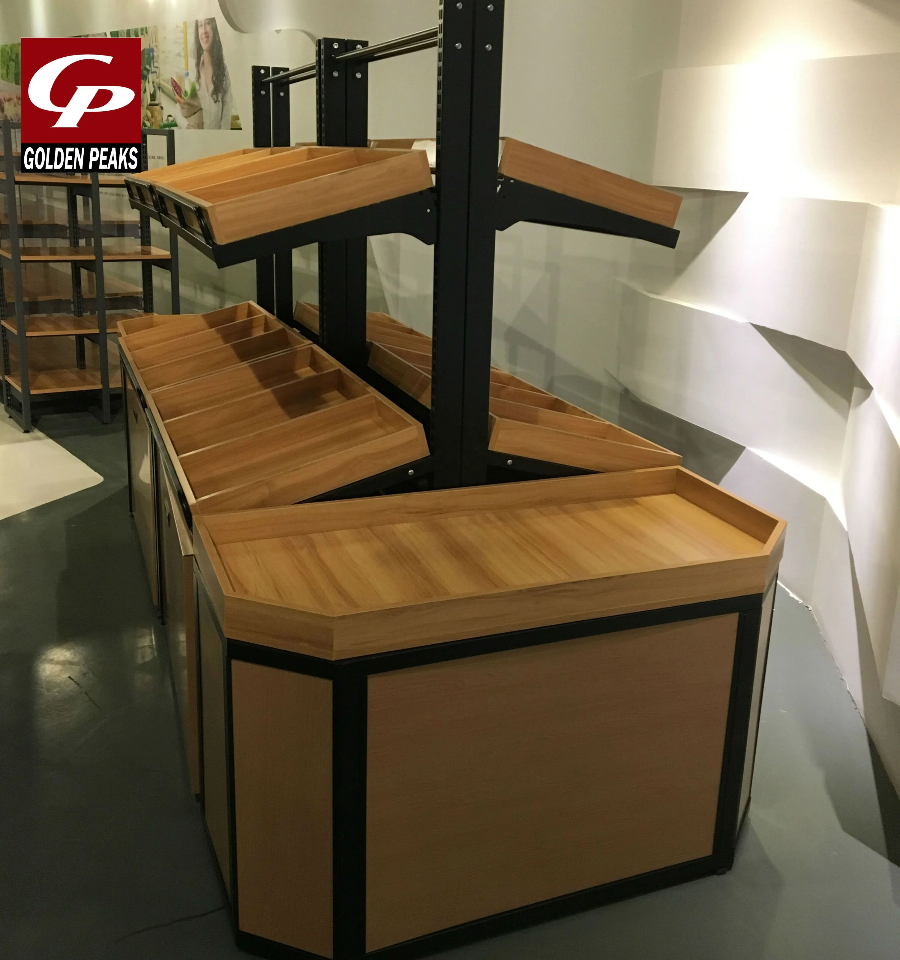 wooden display rack for vegetable