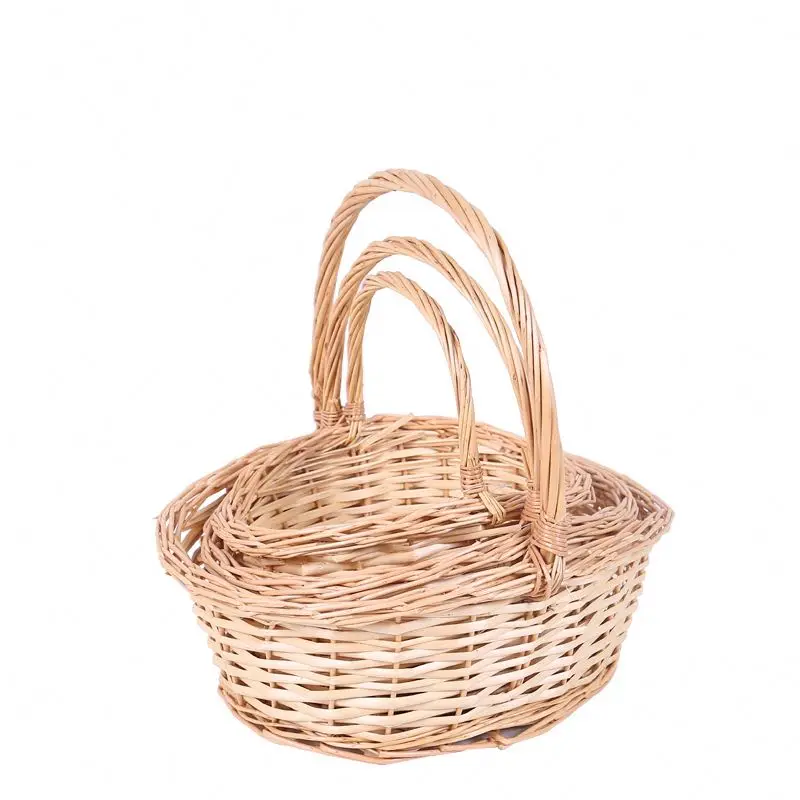 Hand Weave Oval Round Woven Shopping Handle Basket