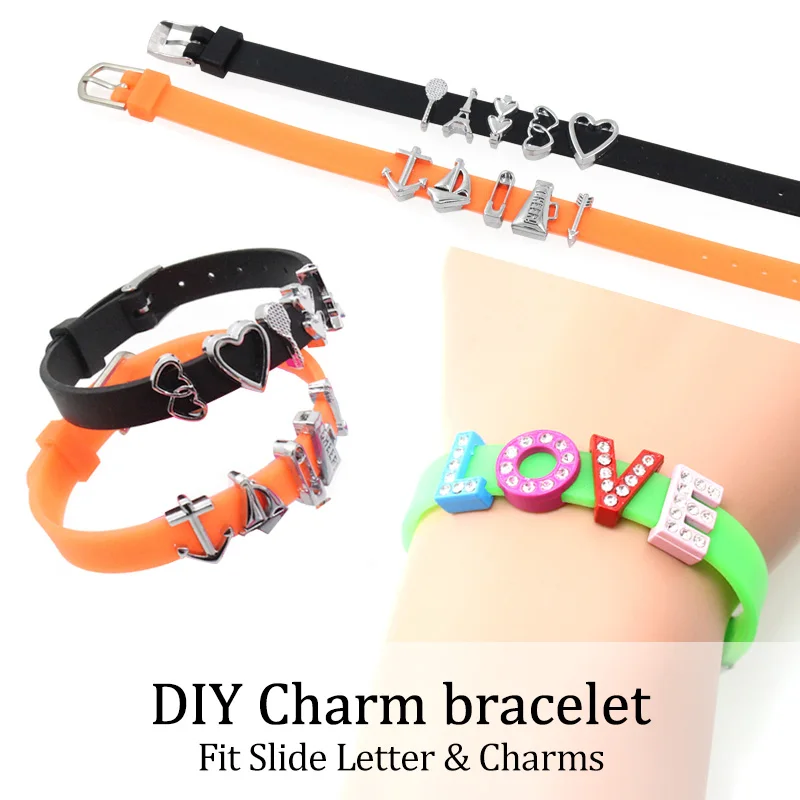 Wholesale 8mm Custom Wristband Bracelets Colorful Silicone Wristband Bracelet For Slide Charms