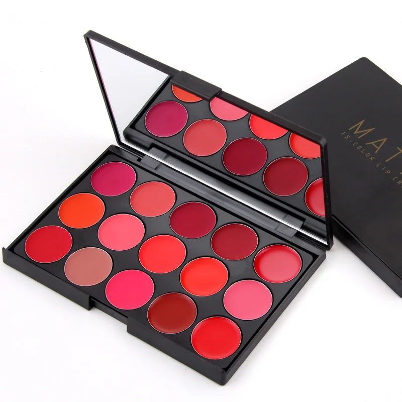 Private Label Newest Wholesale Cruelty Free Matte Waterproof 15 Color Lipstick Palette
