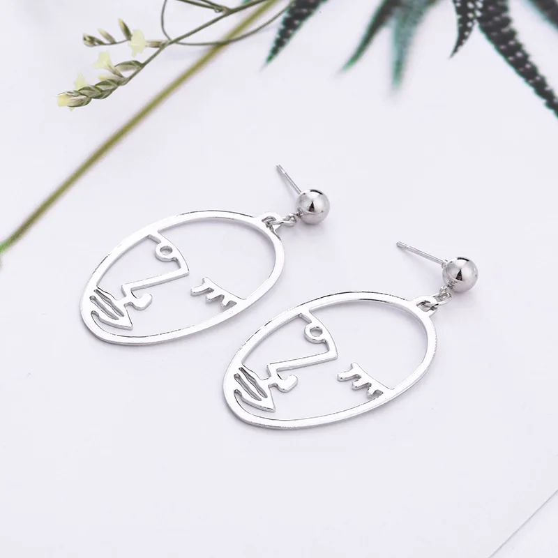 Alloy Fashion Vintage Abstract Statement Face Earrings
