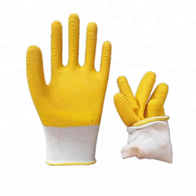 Full Latex Coated Anti-slip Dipped Plam Wrinkle Latex Gloves