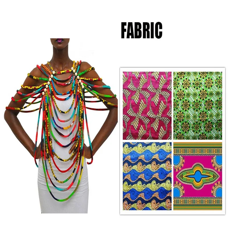 African Ankara Necklaces Jewelry Conversion Piece Rope Necklace Shawl Tribal African Beads Handmade Jewelry Necklace WYX26